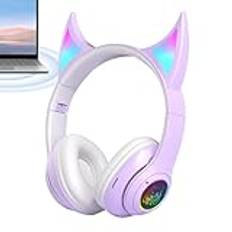 Wireless Headphones | Devil Cat Ear Cordless Gamer Headphones | Compact Wireless Headphones | Adorable Devil Cat Ear Headphones | Lightweight Over-Ear Headset | Portable Headphones For Men & Women