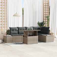 vidaXL 6 Delt Have Sofa Sæt med Puder Grå Poly Rattan