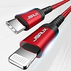 JSAUX USB C till Lightning-kabel 2M, [Apple MFi Certified] iPhone 14 snabbladdningssladd USB C iPhone-kabel för iPhone 14/14 Plus/14 Pro/14 Pro Max/13/13 Mini/13 Pro/13 Pro Max/12 Pro Max/11/SE-Röd