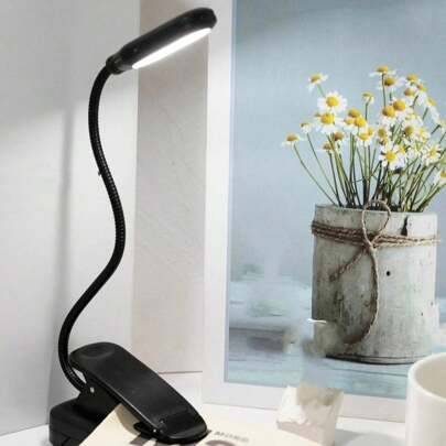 1 st bärbar batteridriven boklampa med klämma, justerbar läslampa för studentboende och skrivbord, miniboklampa för läsning - En storlek passar alla (Multi-size)