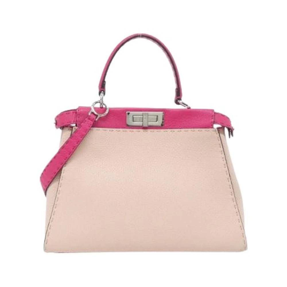 Fendi Vintage Pre-owned Selleria Peekaboo Læder Håndtaske - Vintage - Dame - Lyserød - ONE SIZE - Læder