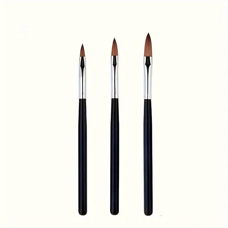 TEMU 3pcs/set Acrylic Nail Brush Black Gel Carving Pen Brush Nail Art 3d Drawing Pen Building Brush Nail Art Tool