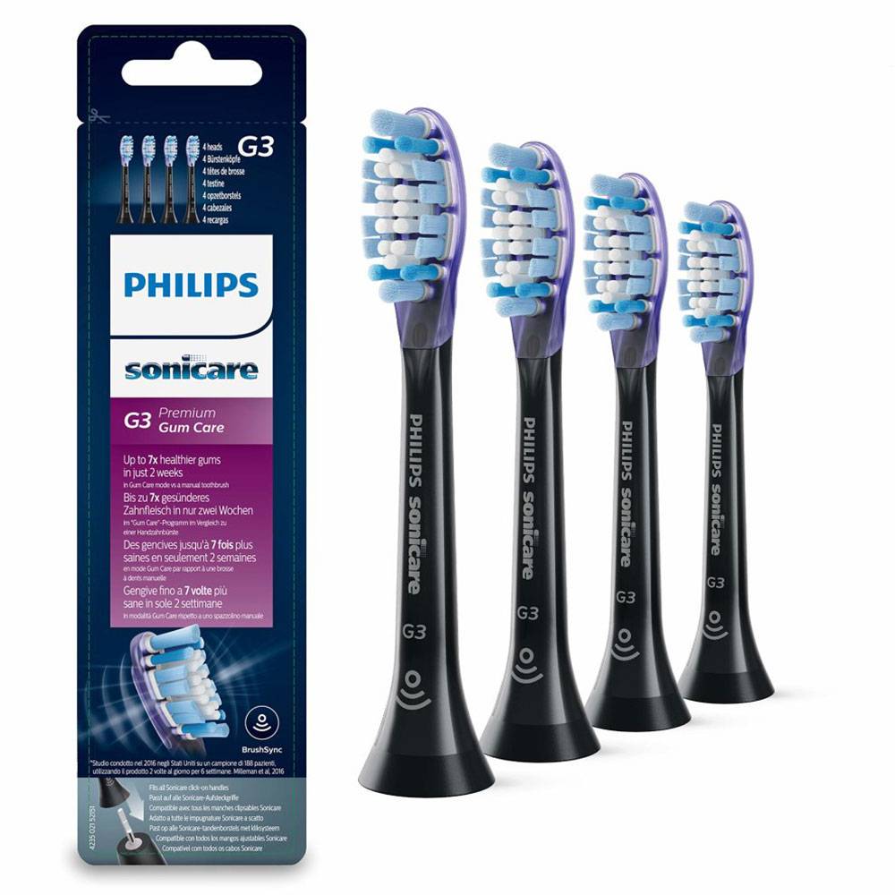 4 st. Svarta Philips Sonicare G3 Premium Gum Care borsthuvuden