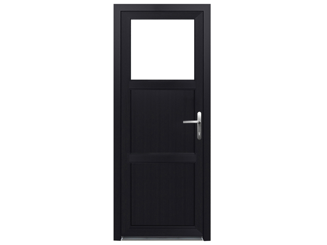 Plast Facadedør - Antracit - Klart Glas 100 x 200 Venstre Ud (VU)