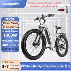 E Bike Shengmilo MX06 48V17.5Ah Removable Battery 1000W Motor 26*3.0 Fat Tire Adult E Bike Maximum Speed 45KM/H 1000W MX06 vit