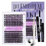 Lash Bond and Seal Kit Kluster Fransar D Curl 12-16mm Cluster Lashes Kit DIY Lashes Extensions Kit Eyelashes Tweezers Kit(FD8+B-D Curl)