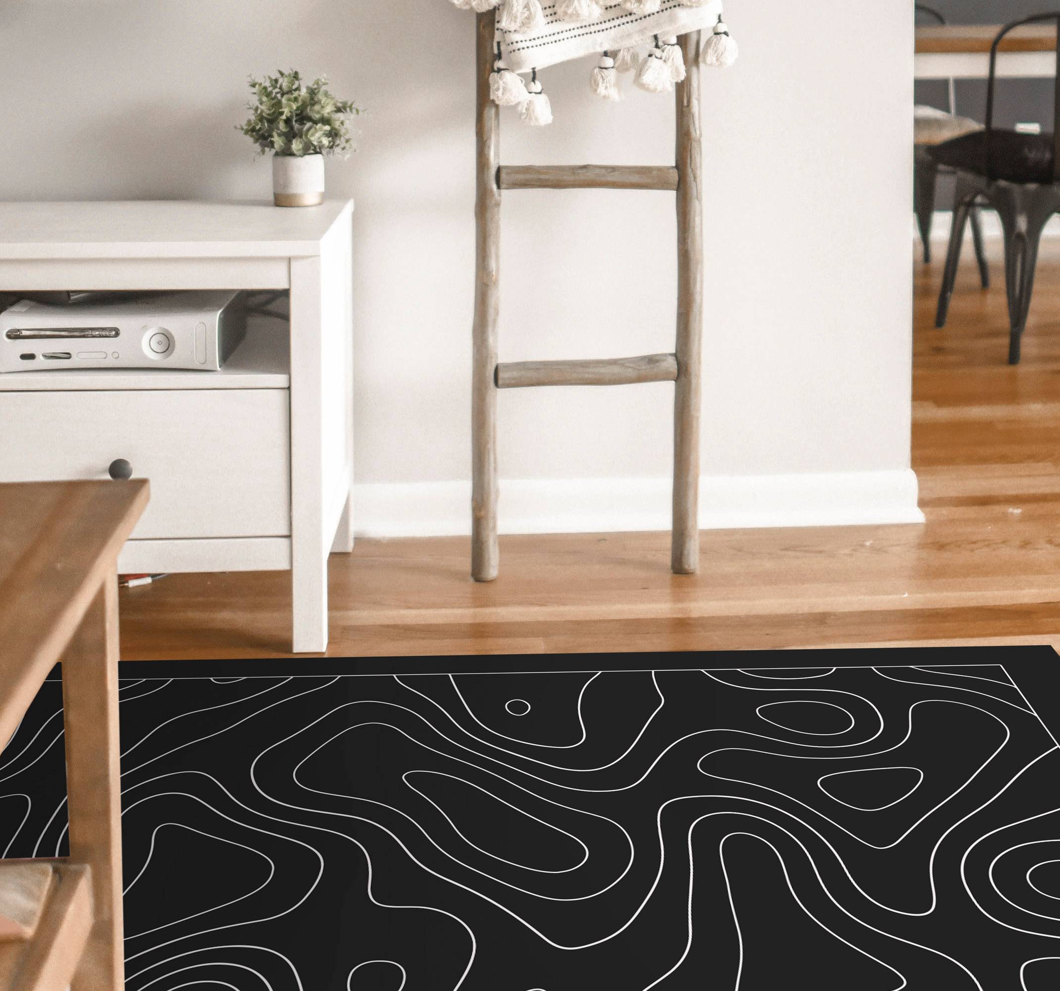 Designmotiv svarta och vita geometriska mattor