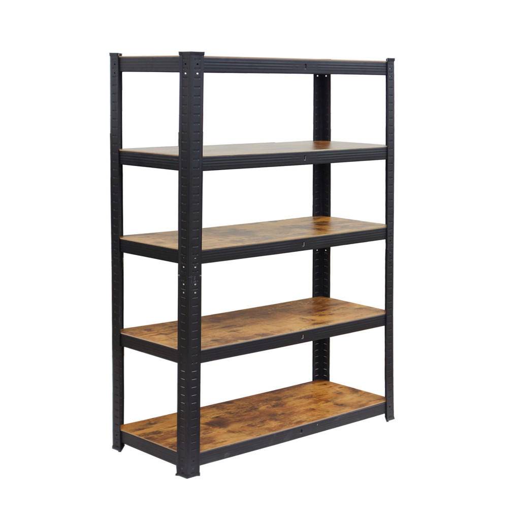 HYLLSTÄLL Svart Brun 5-hyllplan 500 kg - Multicolor