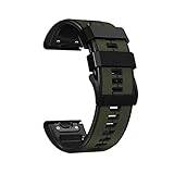 RoYiio Silikonarmband för Garmin Quickfit 26 mm, mjukt, ventilerande, justerbart ersättningsarmband för män och kvinnor – armégrön svart