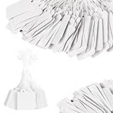 Norhogo 500 stycken prisetiketter hängetiketter, prislappar, hängetiketter, markeringsetiketter med tråd, prislappar, för märkning för loppmarknad, smycken, gåva, hängande etikett, vit – 25 mm x 45 mm