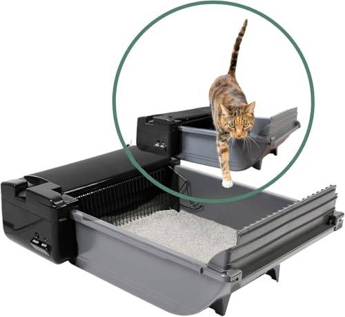 Pet Zone halvautomatisk kattlåda självrengörande – smart scoop kattlåda med väskor och kolfilter för upp till två katter 2,7-7,3 kg