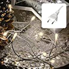 hellum LED mini ljusslinga inomhus, 1,35 m ljuslängd 10 LED ljusslinga inomhus, LED klassisk varm vit ljusslinga med kontakt, julgran ljuskedja ström kabel vit, kontakt 1,5 m, 579109