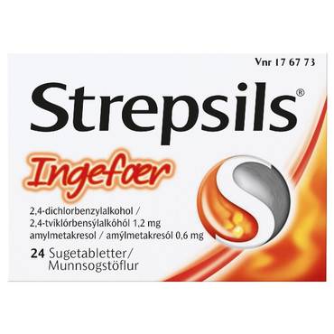 Strepsils Ingefær 0,6+1,2 mg - 24stk