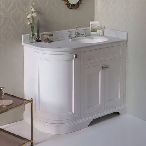 Fristående Tvättställsskåp Burlington för högerhörn 100 cm: Svart matt / Minevera carrara vit