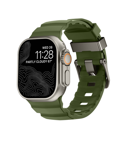Apple Watch (42/44/SE/45/46/49mm) - Wild Buckle™ Silikonerem - Army grøn