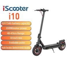iScooter i10 650W elektrisk scooter, 45 km rækkevidde og 40 km / t, foldbar pendling voksne E scooter med kort APP og blinklys