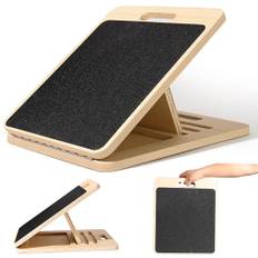 Balansbräda av trä – halkfri balanceboard för vuxna – balanstränare för träning kropp balansträning benmuskler (svart, original trä, 33 × 40 cm vikbar)
