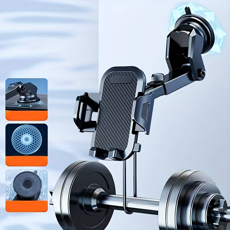 TEMU Car Phone Holder Easy-install Black Suction Cup Car Phone Mount With Extendable Arm & Release - Smartphone And Tablet Holder For Gps Devices, Mobile Phone Stand