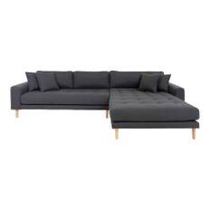 Lido Lounge Sofa - Lounge Sofa, högervänd i mörkgrå med fyra kuddar,