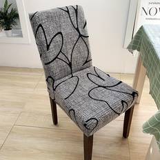 Elastic Chair Cover with Grey Floral Design, Milk Silk Material, Living Room Chair Protector, Four Seasons Dust-proof Chair Cover grå
