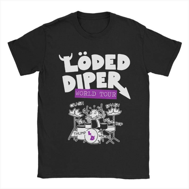 Herr T-shirts Diary of a Wimpy Kid Loded Diper Band Världsturné Rolig Ren Bomull T-shirt Kortärmad T-shirts O-hals Toppar cm