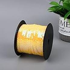 GreatRise 100 yard färgglada paljettband paljetttrim glitter paljett trim sträng paljett dekorband paljetter band glitterband pysselband för kläddekoration pannband illusion gul
