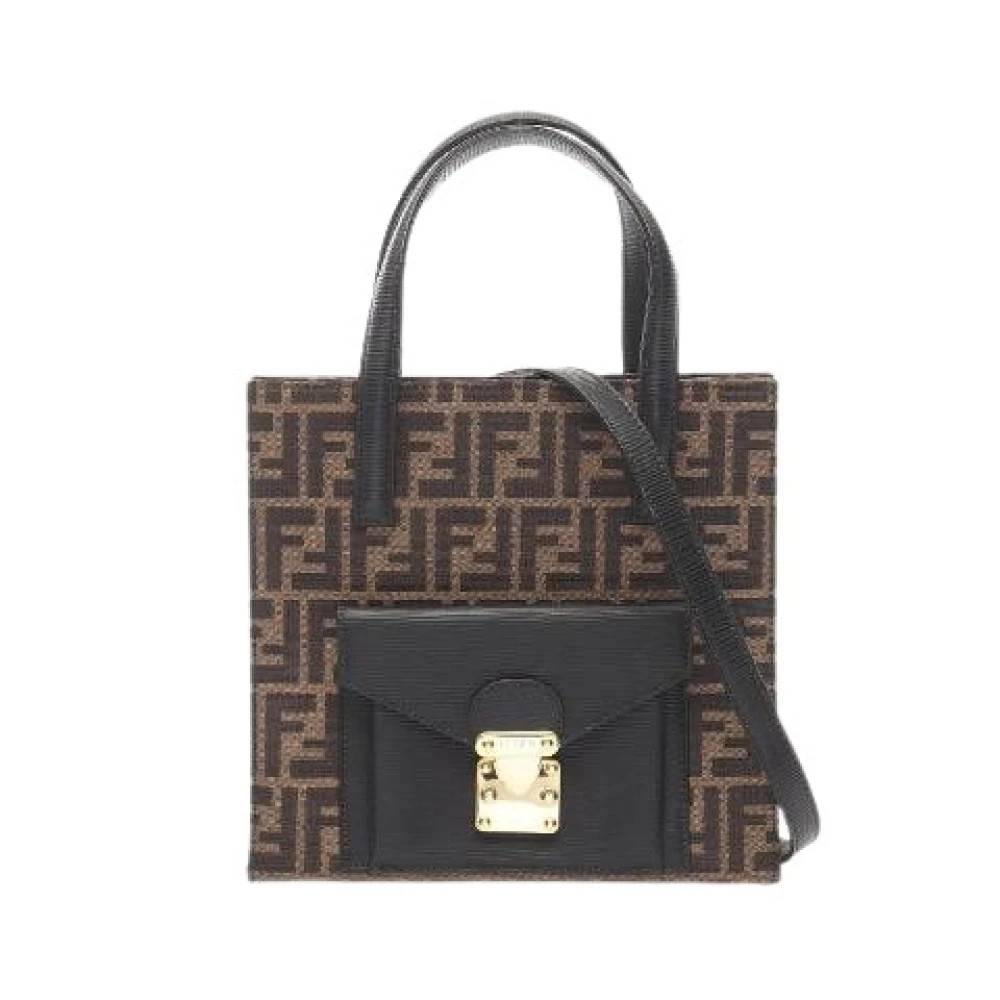 Fendi Vintage Pre-owned Zucca Canvas Læder Håndtaske - Vintage - Dame - Brun - ONE SIZE - Læder