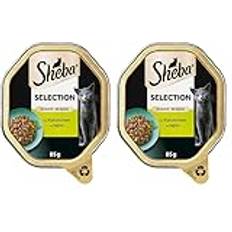 SHEBA Schale Nassfutter für Katzen Selection in Sauce mit Kaninchenhäppchen 2 x 11 x 85g (Packung mit 2)