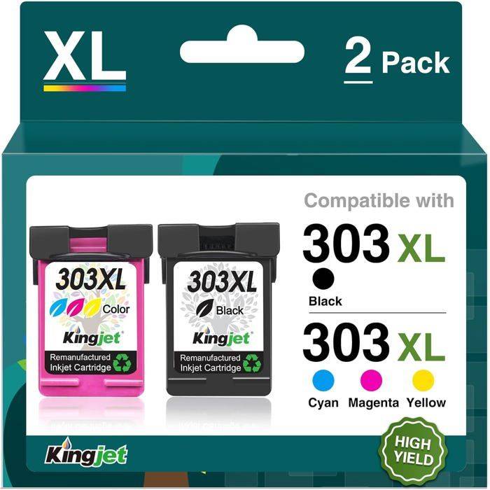 Bläckpatroner - 303 XL Svart och Färg - Kompatibel HP ENVY Photo 6220 6230 Tango X - Paket 2