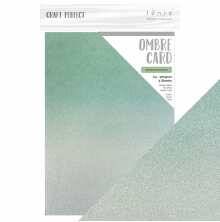 Tonic Studios Craft Perfect A4 Glitter Card - Opalescent Green Ombr...
