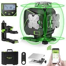 Huepar 16 Lines självnivellerande lasernivå 4 x 360 ° med LCD-skärm, 4D Bluetooth Green Beam Laser Tool, horisontell/vertikal laserfjärrkontroll S04CG-C