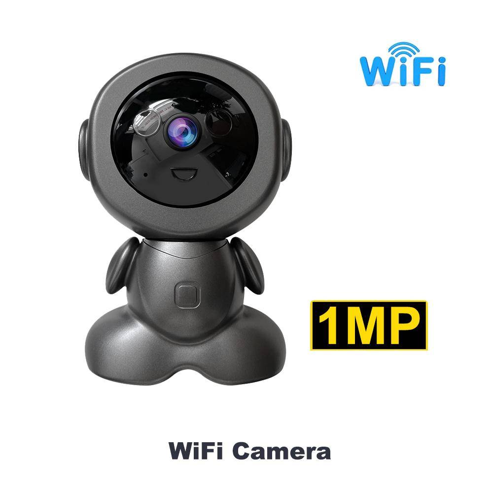 Mini WiFi IP-kamera Trådlös Inomhusrobot Babymonitor Tvåvägsljud Rörelsedetektering Videokamera V380 CCTV Säkerhetsskydd 1MP Cam No Card svart