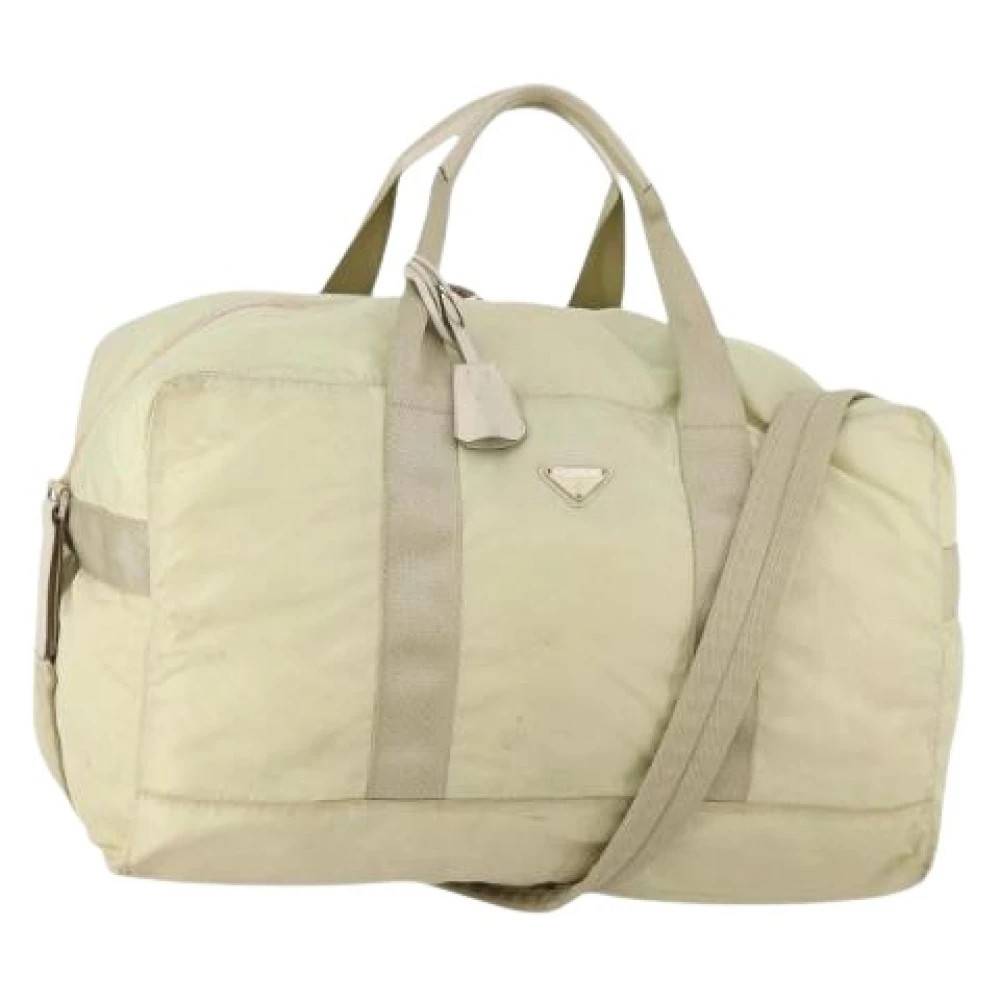 Prada Vintage Pre-owned Vintage Boston Taske - Vintage - Dame - Beige - ONE SIZE - Uld