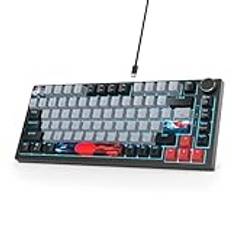SOLIDEE Trådat 75% Mekaniskt Speltangentbord Hot Swappable,Röda Brytare RGB Bakgrundsbelyst tangentbord,82 Tangenter TKL Mekaniskt Tangentbord,NKRO Kompakt Tangentbord med Kontrollratt(82 Dolch)