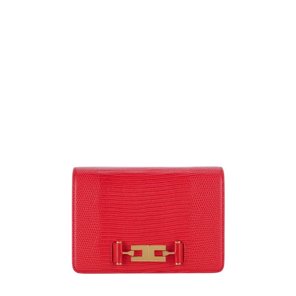 Elisabetta Franchi Skuldertaske med krokodille-effekt - Tasker - Dame - Rød - ONE SIZE - Uld