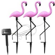3 st ledde flamingo vattentät sol gräsmatta ljus utomhus trädgård dekoration ljus trädgård golv med liggande lampor