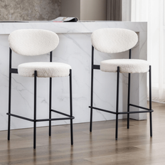 2ST Wahson barstol tedib barstolar metallben modern kökspall kök/barbarstol, beige - Vitt