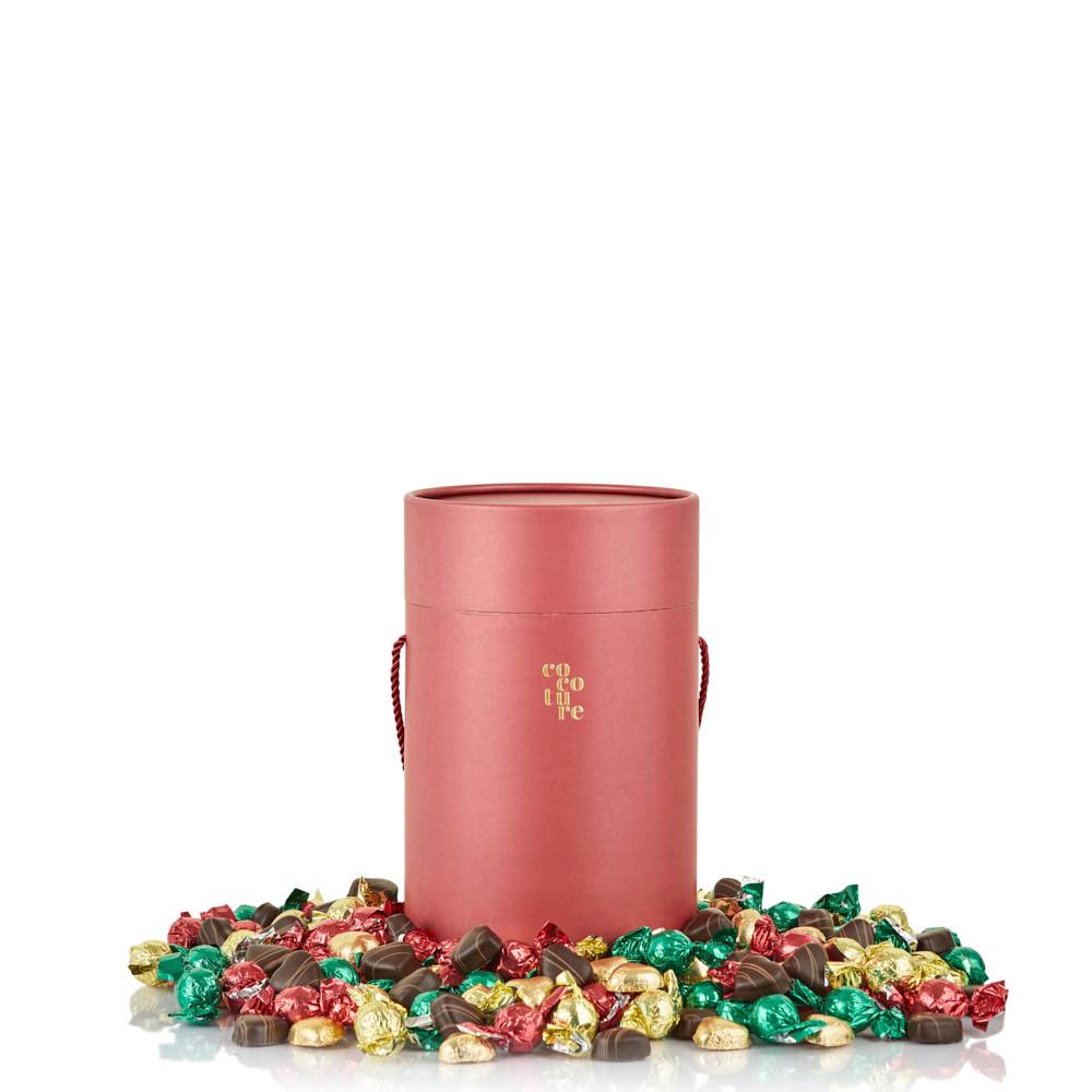 Luksus chokolade tønde i rød fra Cocoture - 2kg