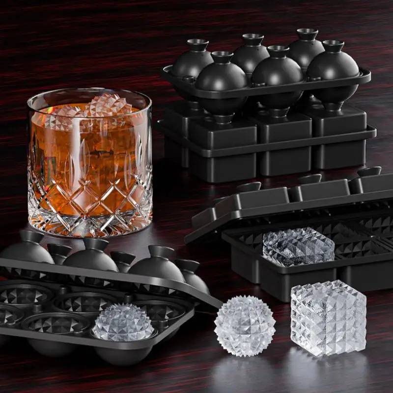 6 Grids Ice Ball Mold With Funnel  Ice Cube Trays Reusable Silicone Ice Mold Round Ice Cube Tray Food-Grade Ice Ball Maker