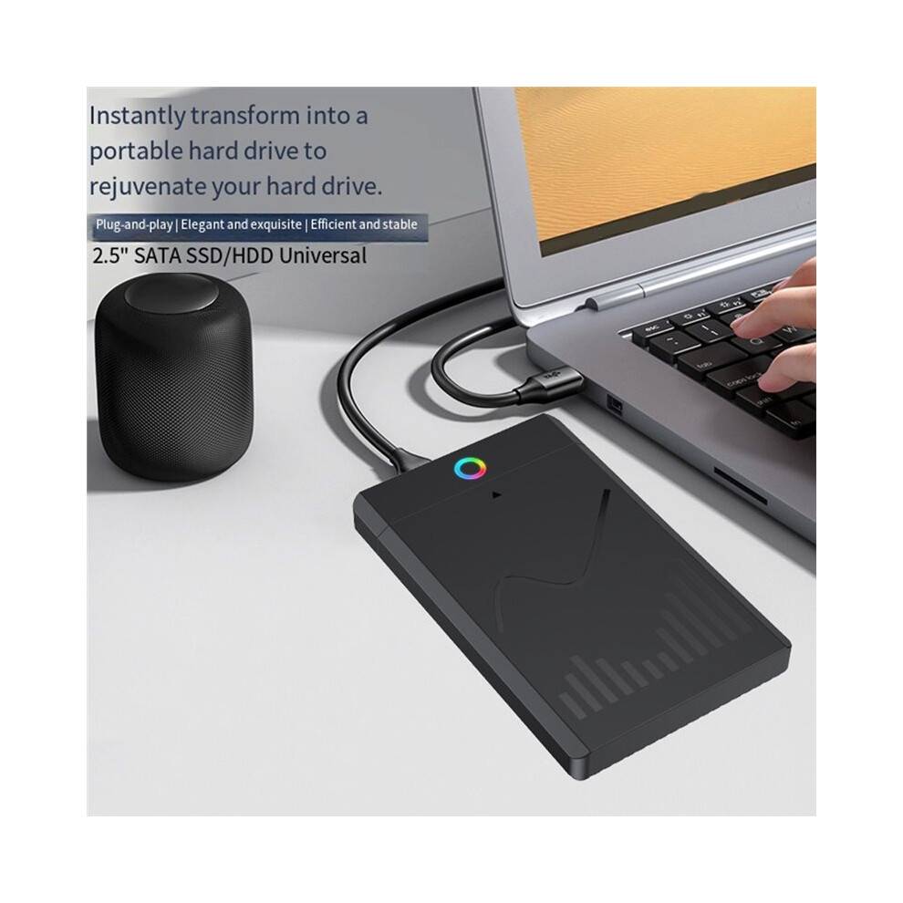 2.5-Inch Tool-Free SSD Enclosure USB 3.0 Laptop External Solid State Drive Box RGB for Storage Expansion