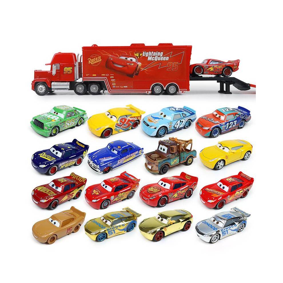 (Black Storm Jackson) Cars Movie Die-cast Metal Lightning McQueen Tow Mater King Dinoco Chick Hicks Kids Toy Set