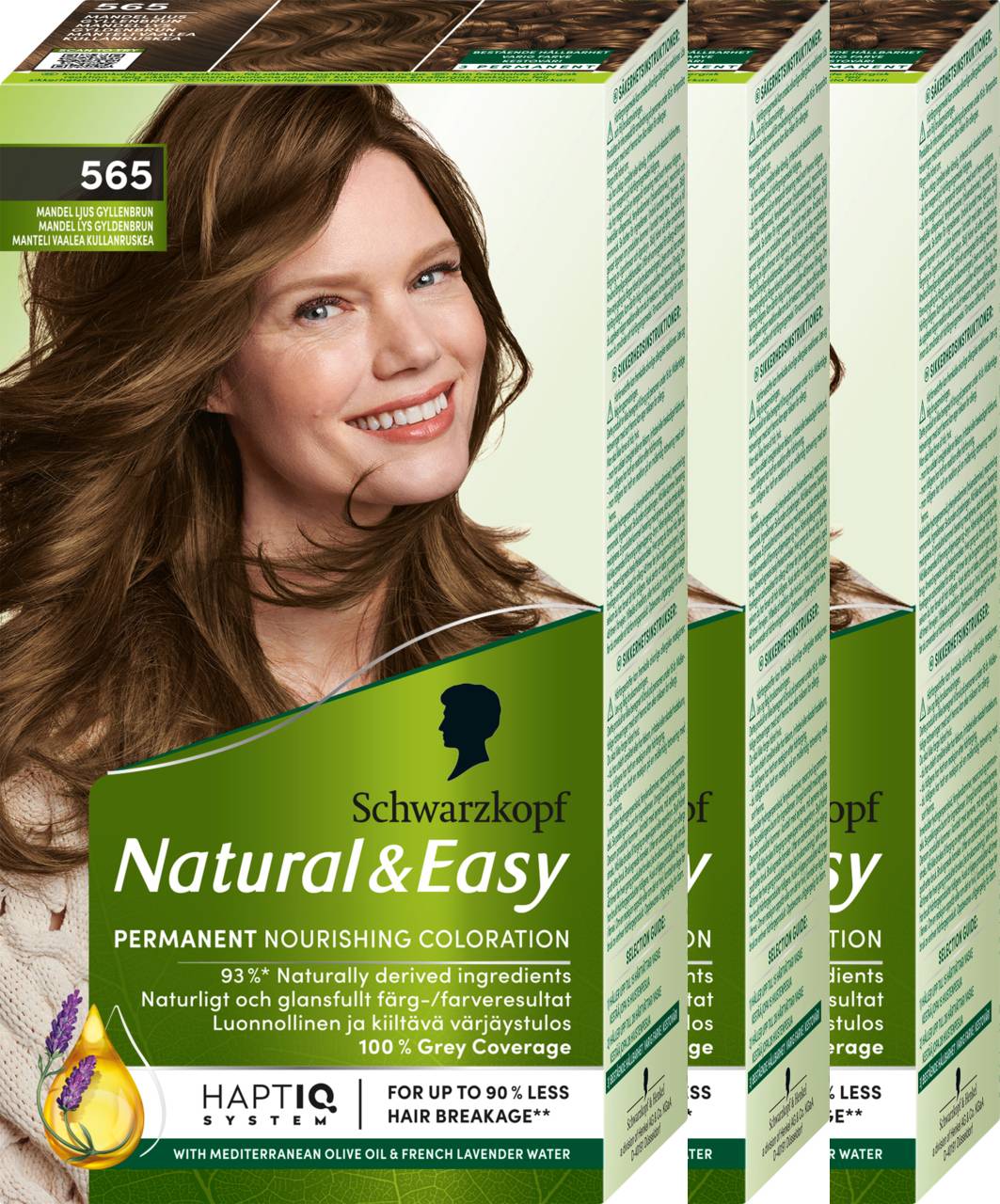 Schwarzkopf Schwarzkopf Natural&Easy 565 Mandel Ljus Gyllenbrun 3-pack