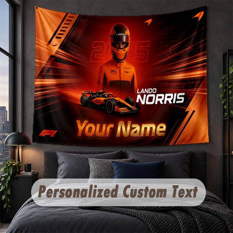 Custom Name Text Tapestry,Lando Norris Decorative Wall Hanging, Background Tapestry For Home Bedroom