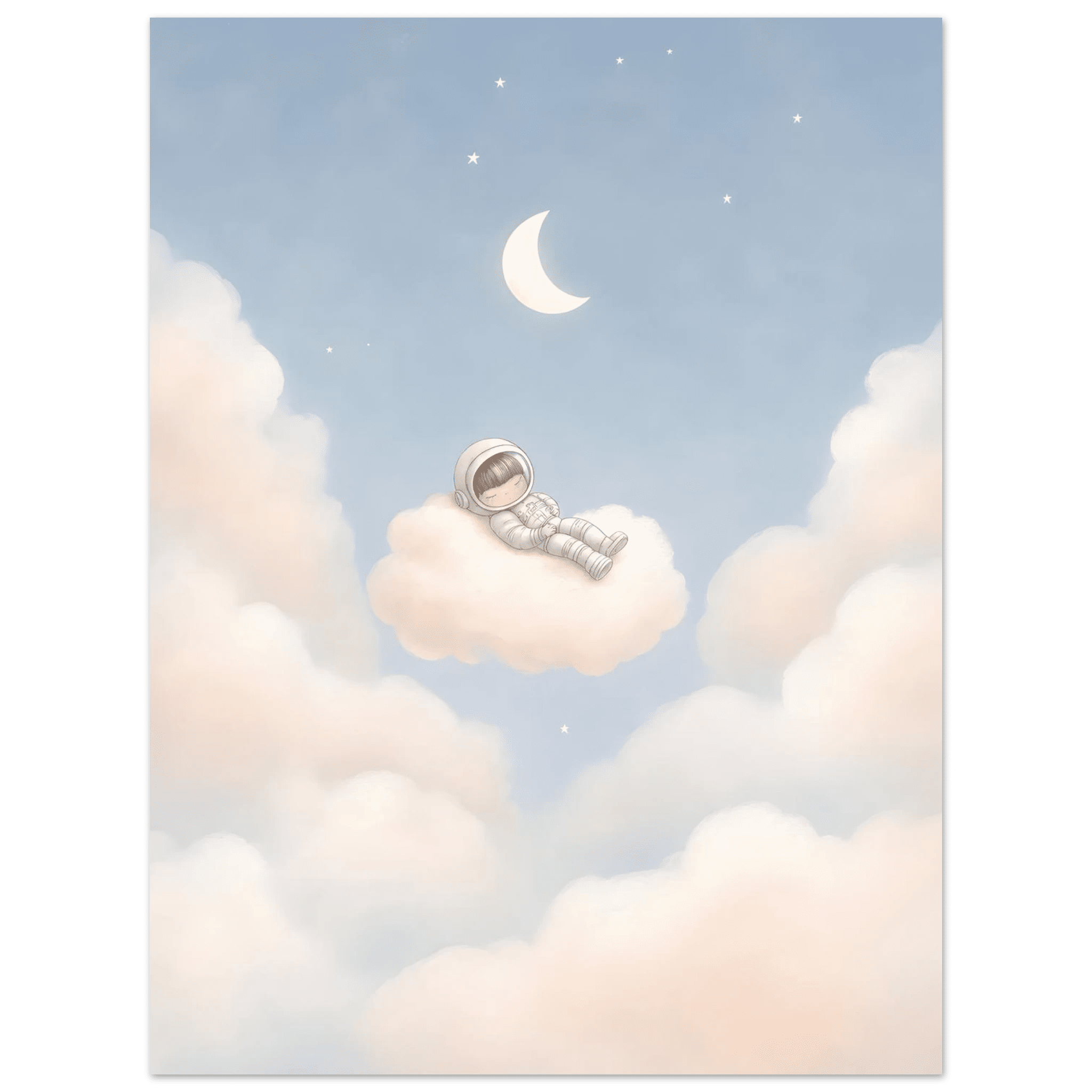Sovande astronaut på moln poster-30x40 cm / 12x16″ / Utan ram / -