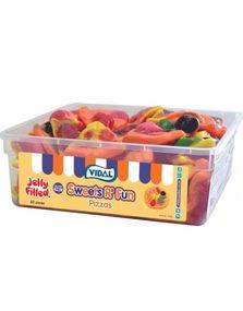 Burk med Vidal Jelly Filled Pizza Slices - Pizzaliknande Gelégodis med Gelefyld 636 gram