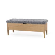 Klinte Bänk 120 | Oljad ek | Fårskinn - Natur, Grå (120 cm)