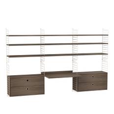 String - Kontor hyllsystem F valnöt/beige - Nils Strinning - Träfärgad