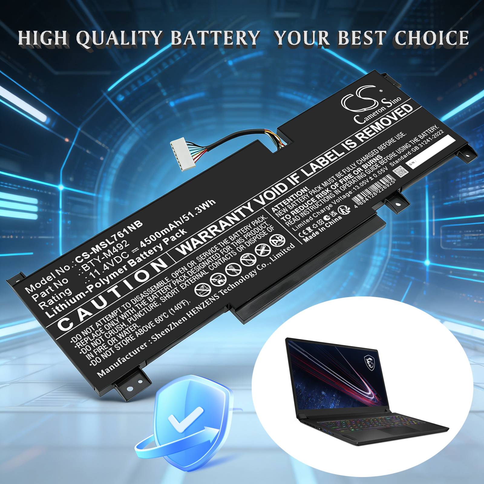 Batteri for MSI Bravo 15 B5DD-007XES, Bravo 15 B5DD-012XES, Br BTY-M492 11.4 V 4500 mAh Li-Polymer