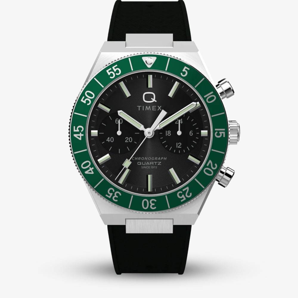 Timex Mens Q Continental Chronograph Black Dial Watch TW2Y56100