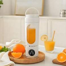 Bärbar juicepress, liten hushållsjuicemixer, smoothiemaskin, kross, 1500 mAh uppladdningsbart batteri, multifunktionell för utomhusbruk - Multifärgad (Vit,rosa)